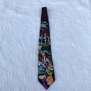 Flinstones 1993 Novelty Cartoon Tie Fred Wilma with Barney Betty Bam Bam Dino